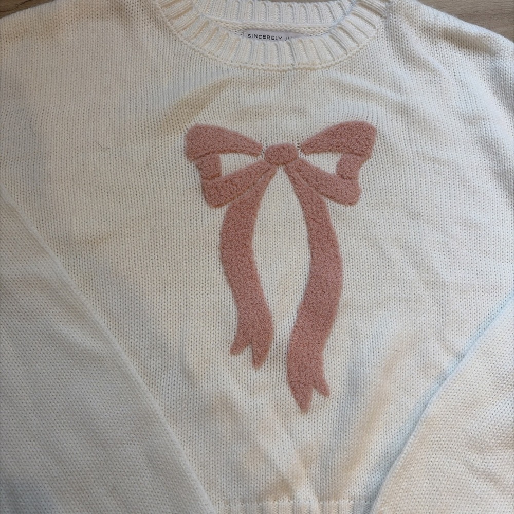 Sincerely Jules Women's Sweater Size Large White Long Sleeve Cropped - Picture 2 of 5
